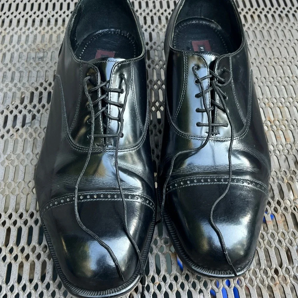 Florsheim Oxford Shoes Men 11 3E Black Leather Cap Toe Brogue 17067-01